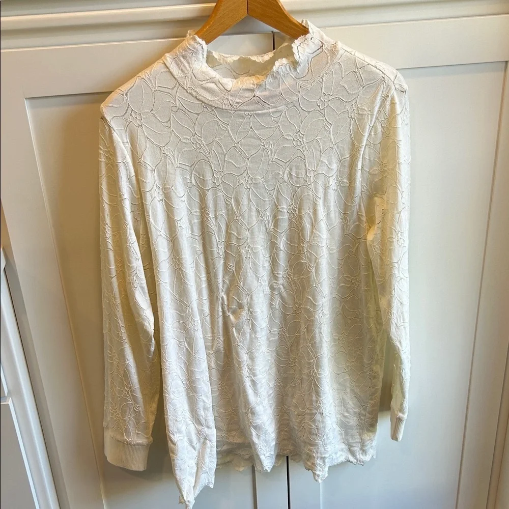 Soft Surroundings Camarra Lace Mock Neck Tunic Blouse XL Feminine Cottagecore - Picture 13 of 15